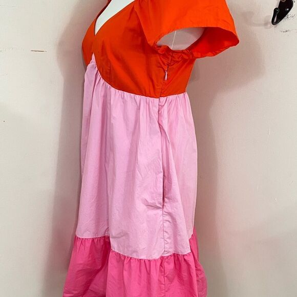 The Get Barbie Colorblock Pink/ Red Cotton Mini Dress S - Picture 4 of 9
